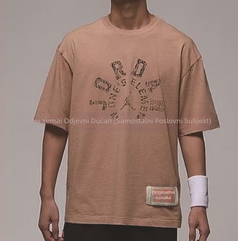 Muška pamuk kratkih rukava majica s okruglim izrezom, abstraktni otisak, ljetni kroj