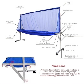 Prenosna mreža za skupljanje lopti za stolni tenis, hvatač s više lopti, okvir