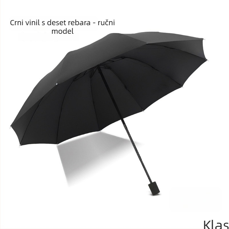 Sklopivi kišobran s 10 ojačanih rebara, UPF > 30, debeli sjenilac, željezna rebara i srednji štap