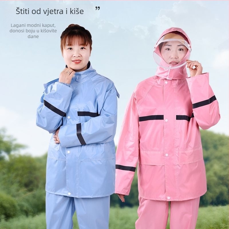 Ženski odvojeni set kaputa i hlača za biciklizam — potpuno vodootporan, reflektirajući detalji