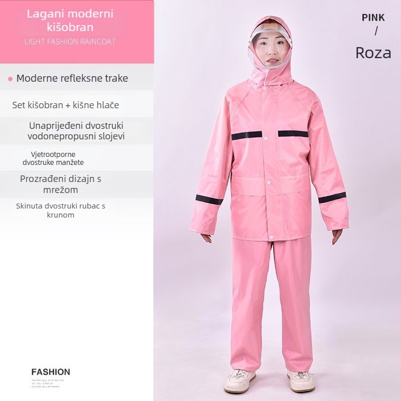 Ženski odvojeni set kaputa i hlača za biciklizam — potpuno vodootporan, reflektirajući detalji