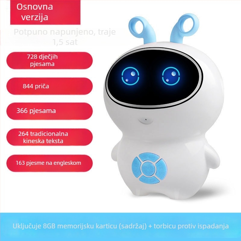 Dječji projektor za ranu edukaciju – svestrana igračka s pričajući robotom; Električno napajanje; Materijal: legura; Memorija: 8GB+; Napajanje: litij-ionska baterija