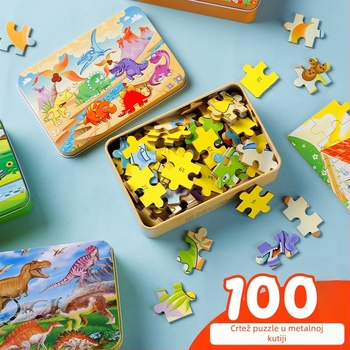 Drveni ravni puzzle za djecu, mogućnost DIY, pakiran u OPP vrećicu, za uzrast 4–6 godina.