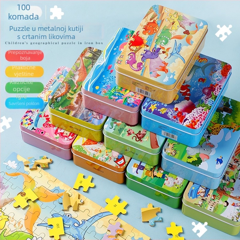 Drveni ravni puzzle za djecu, mogućnost DIY, pakiran u OPP vrećicu, za uzrast 4–6 godina.