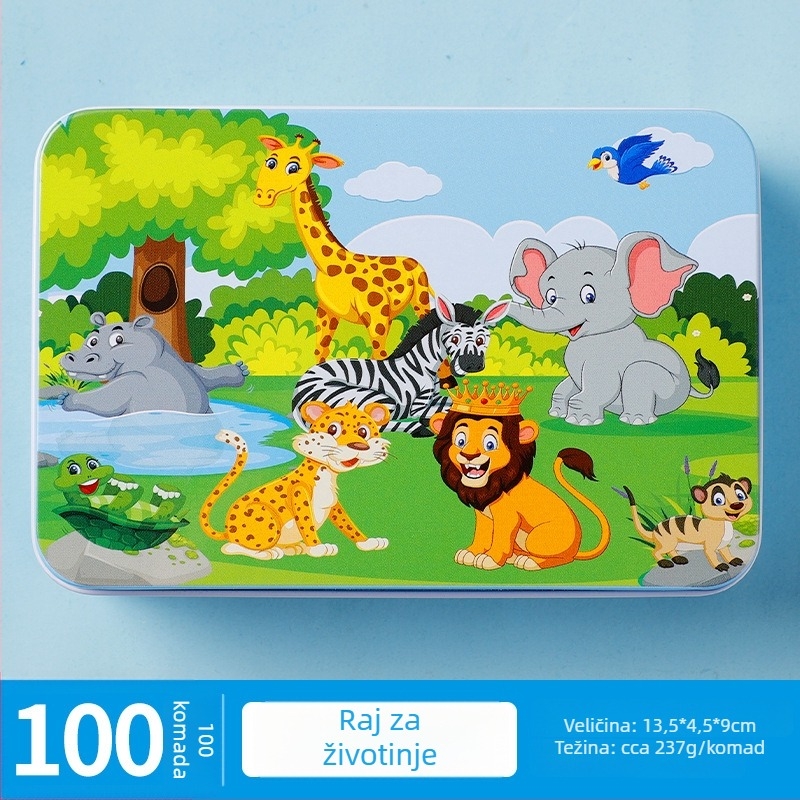 Drveni ravni puzzle za djecu, mogućnost DIY, pakiran u OPP vrećicu, za uzrast 4–6 godina.