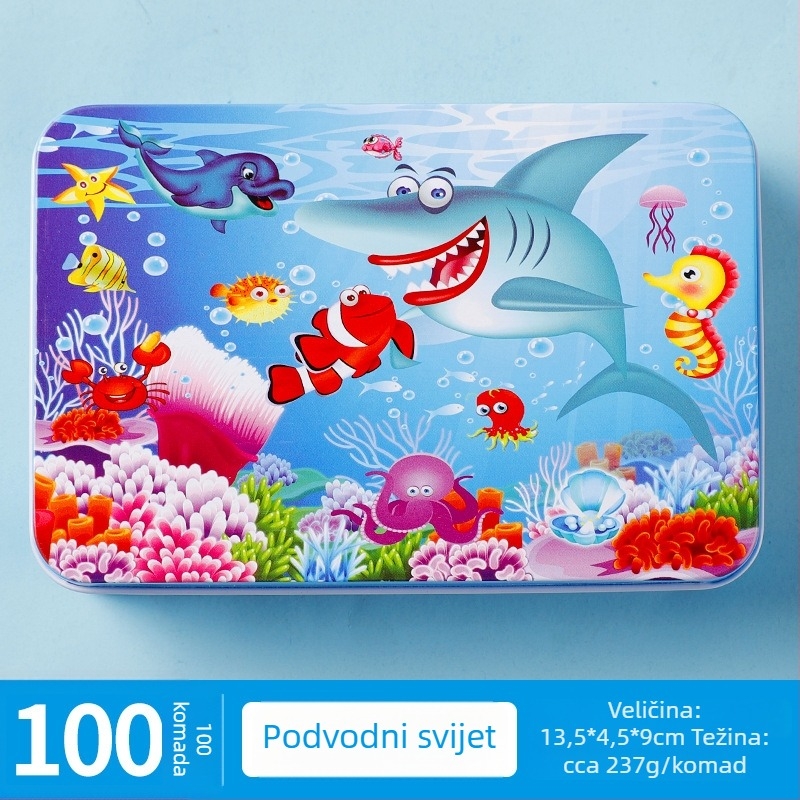 Drveni ravni puzzle za djecu, mogućnost DIY, pakiran u OPP vrećicu, za uzrast 4–6 godina.