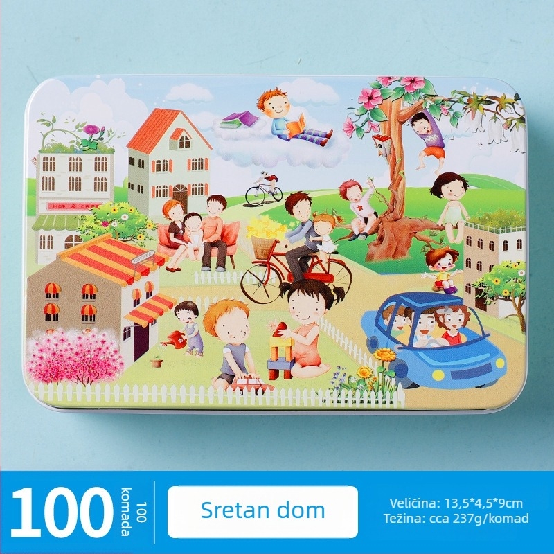 Drveni ravni puzzle za djecu, mogućnost DIY, pakiran u OPP vrećicu, za uzrast 4–6 godina.