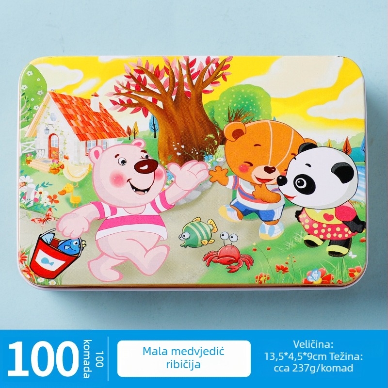 Drveni ravni puzzle za djecu, mogućnost DIY, pakiran u OPP vrećicu, za uzrast 4–6 godina.