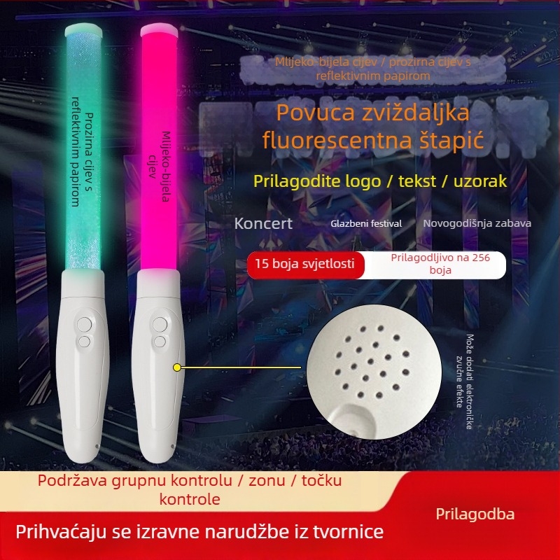 LED glow stick s 15-boja promjena boja, otisak logotipa, ABS+PS, ručni rekvizit