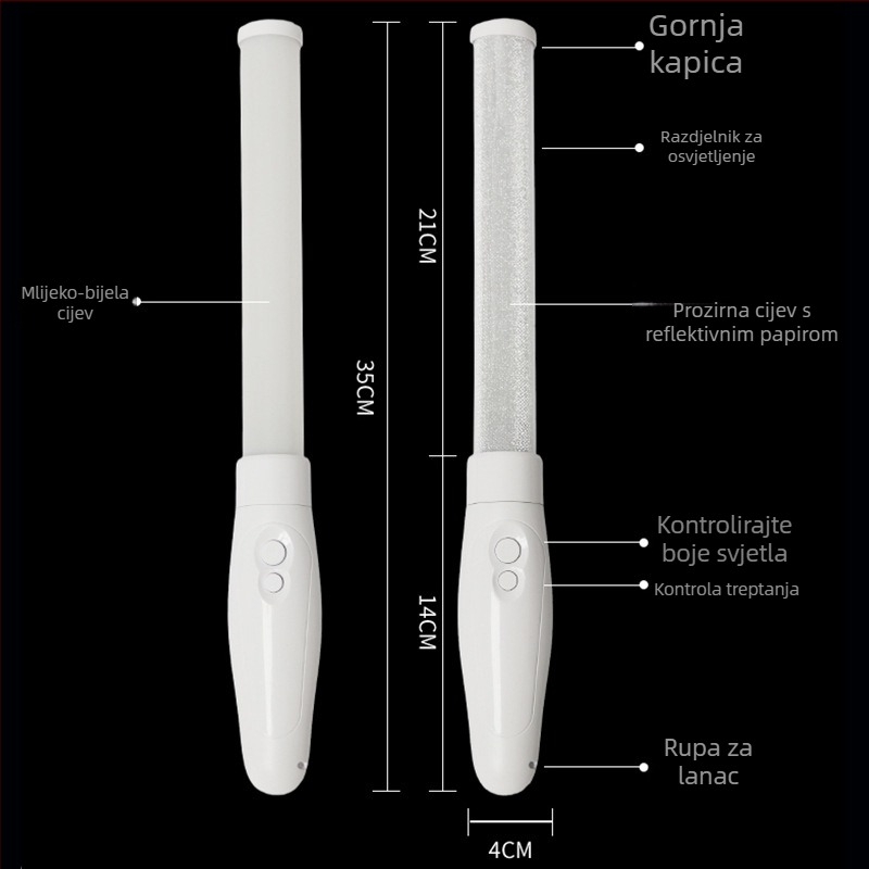 LED glow stick s 15-boja promjena boja, otisak logotipa, ABS+PS, ručni rekvizit