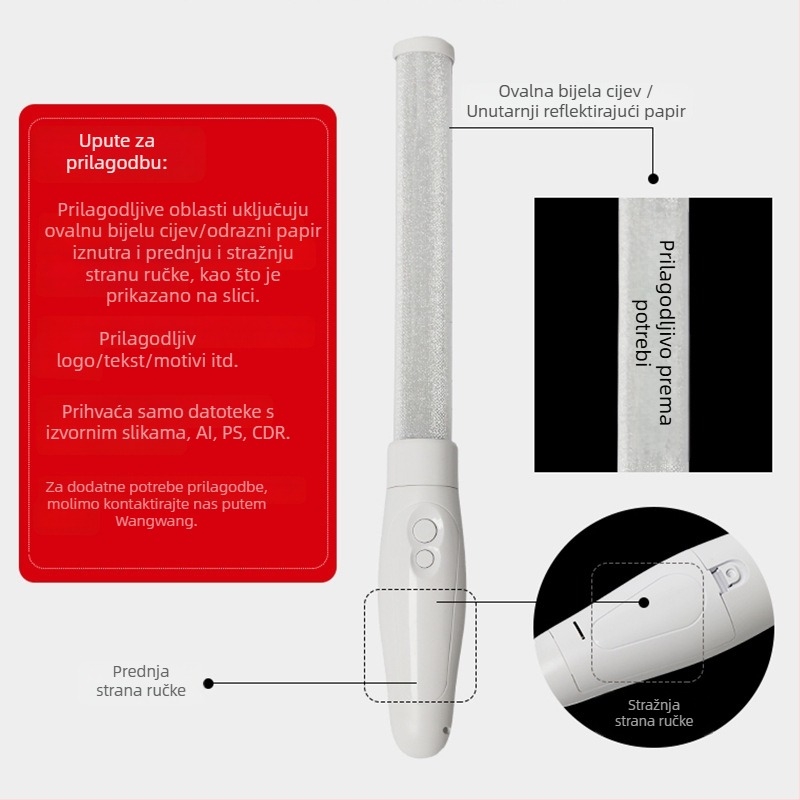 LED glow stick s 15-boja promjena boja, otisak logotipa, ABS+PS, ručni rekvizit
