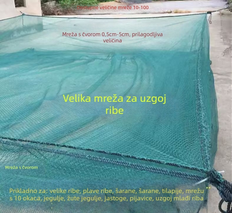 Najlon mreža za kavez s poklopcem za akvakulturu, 10 očiju