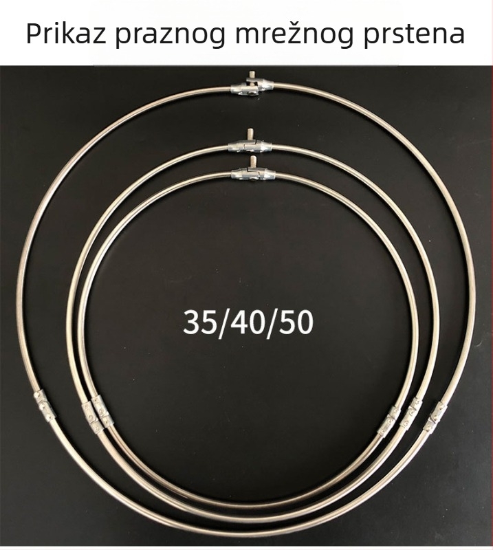 Glava mreže za ribolov od nehrđajućeg čelika sa sklopnim okruglim prstenom i trokutastim prstenom, vijci uključeni, 8 mm debeli šuplji prsten