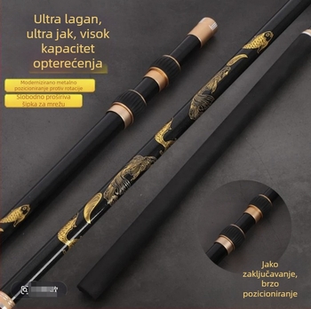Šipka za mrežu za pecanje od karbonskih vlakana s EVA pjenastom ručkom, teleskopska, 4 odjeljka, model 02005