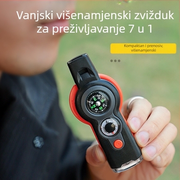 Vanjska zviždaljka s 7-u-1 funkcija, LED svjetlo, termometar i kompas za preživljavanje