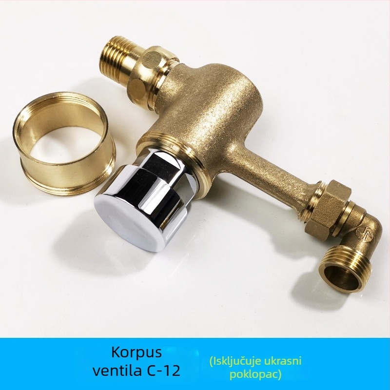 Ugrađeni bakreni sklopni ventil za urinare AC-C-12, 0.6 MPa, 3–6 s, izlaz 20 mm