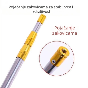 Teleskopska palica od nehrđajućeg čelika za branje voća s mrežom, 8 mm navoj, podesiva duljina, 3-6 dijelova