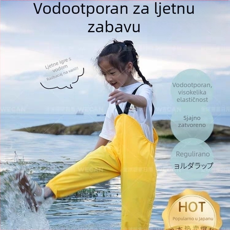 Dječji set kišnog odijela s naramenicama i hlačama za kišu, vodootporan komplet za djecu, odvojene komponente, tkanina Chunya Spinning, PU ljepilo, debljina tkanine 0.14
