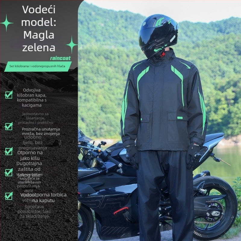 Set kišnog kaputa i hlača za kišu za odrasle, debeli PVC premaz na tkanini Chunya, pončo za jednu osobu