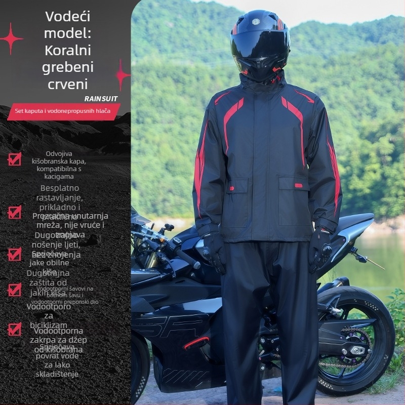 Set kišnog kaputa i hlača za kišu za odrasle, debeli PVC premaz na tkanini Chunya, pončo za jednu osobu