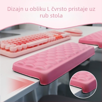 Stolna podložnica s podrškom za zglob, tkanina + pjena + površina s izgledom kože, jednostrana, tisk toplinskim prijenosom, OEM prilagodba