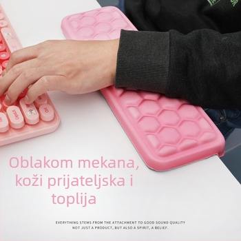 Stolna podložnica s podrškom za zglob, tkanina + pjena + površina s izgledom kože, jednostrana, tisk toplinskim prijenosom, OEM prilagodba