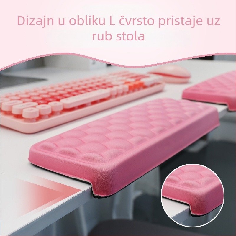 Stolna podložnica s podrškom za zglob, tkanina + pjena + površina s izgledom kože, jednostrana, tisk toplinskim prijenosom, OEM prilagodba