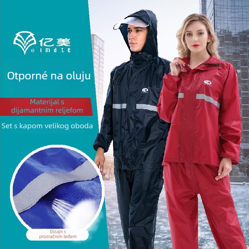 Ciklistička split kišna jakna YS228, dijamantnog reljefa, vodootporna, lagana, poliester za odrasle