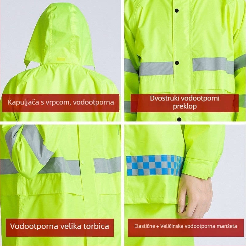 Reflektirajući dijeljeni kišni kaput i hlače za odrasle, Oxford tkanina, PVC vodootporni sloj, za 1 osobu
