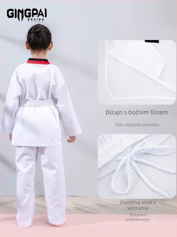 Taekwondo uniforma s dugim rukavima, pamukova smjesa, za trening i natjecanja, za odrasle i djecu, pogodna od proljeća do jeseni i zime