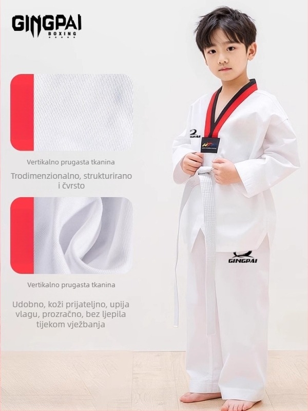 Taekwondo uniforma s dugim rukavima, pamukova smjesa, za trening i natjecanja, za odrasle i djecu, pogodna od proljeća do jeseni i zime