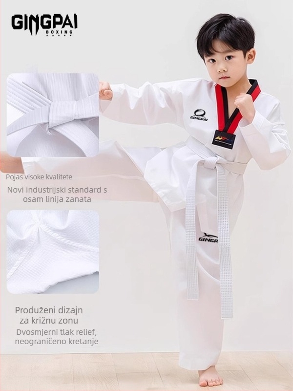 Taekwondo uniforma s dugim rukavima, pamukova smjesa, za trening i natjecanja, za odrasle i djecu, pogodna od proljeća do jeseni i zime