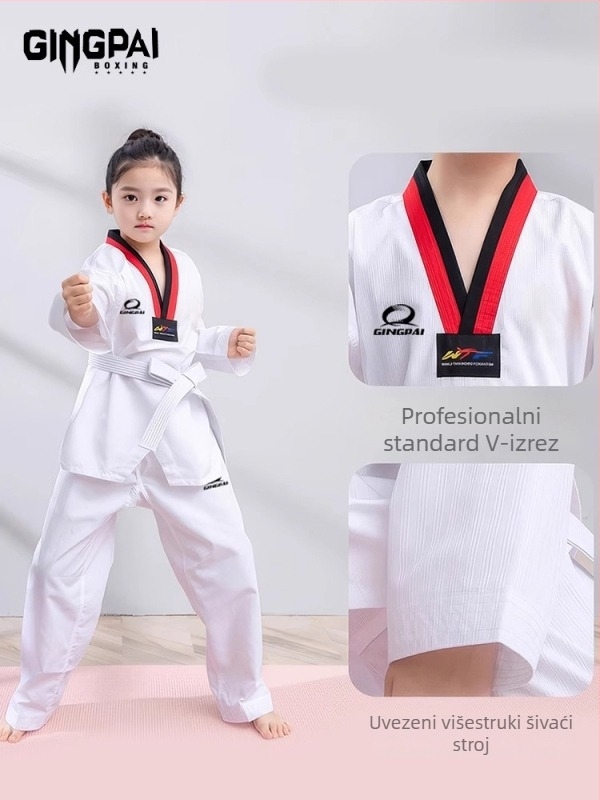 Taekwondo uniforma s dugim rukavima, pamukova smjesa, za trening i natjecanja, za odrasle i djecu, pogodna od proljeća do jeseni i zime