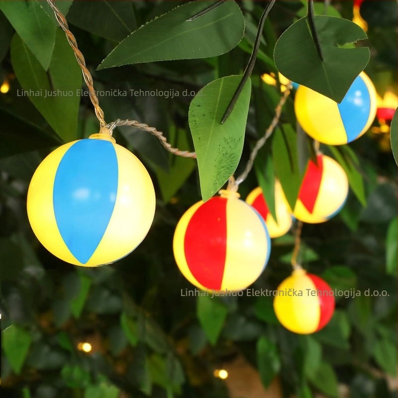 LED niz za plažu dekor s oblicima palme, kokosove palme i flaminga; 10/20 LED; IP43; 3000K; baterijsko napajanje; ručni prekidač