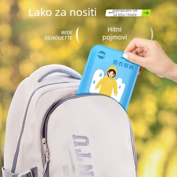 Jednokratno kišno pončo za planinarenje, plastični materijal, za jednu osobu, pogodno za odrasle i djecu, u pakiranju u torbi