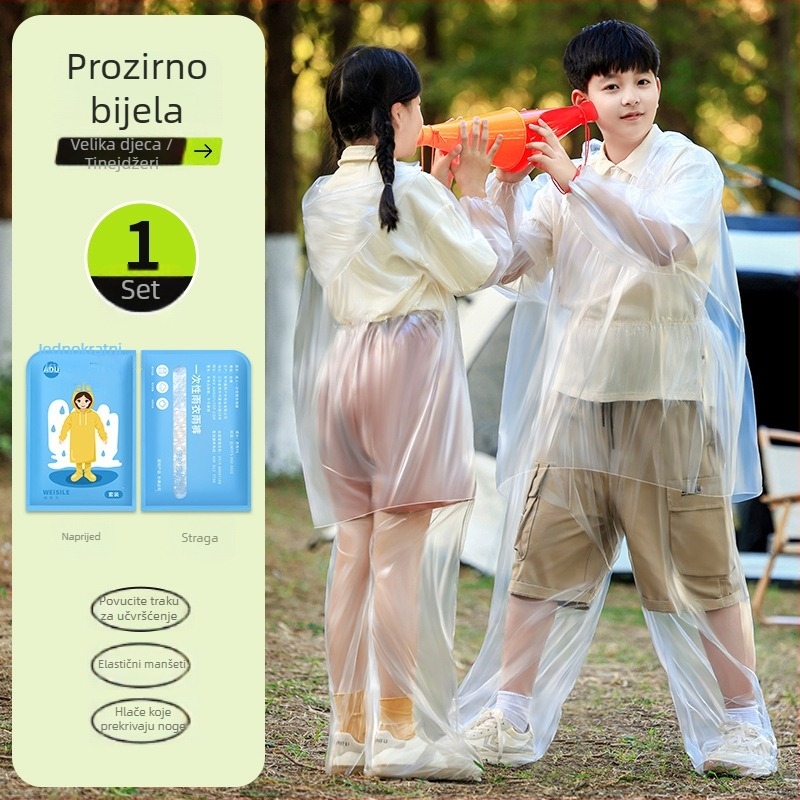 Jednokratno kišno pončo za planinarenje, plastični materijal, za jednu osobu, pogodno za odrasle i djecu, u pakiranju u torbi