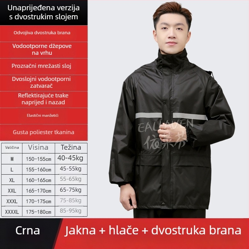 Pončo za odrasle, razdijeljeni kišni kaput stil, Elafen, tkanina Chunya Textile, PU ljepilo vodootporan sloj