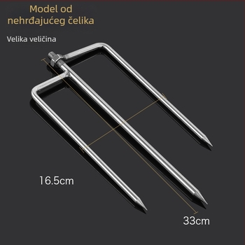 Nehrđajući čelična vilica za štap s produženim trokutastim ukopom za vanjsku upotrebu, otporna na vjetar