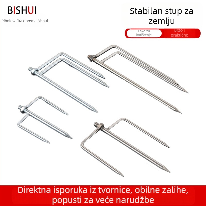 Nehrđajući čelična vilica za štap s produženim trokutastim ukopom za vanjsku upotrebu, otporna na vjetar