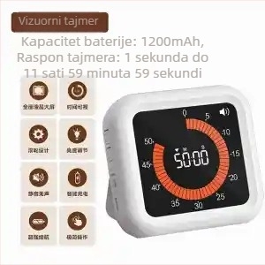 12-satni vizualni timer za učenje s LCD prikazom, napajanje baterijom, kvadratno plastično kućište