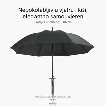 Reklamni kišobran, neutralan stil, duga drška; automatsko otvaranje; okvir od vlakana s 8 rebara; srednja šipka od željeza