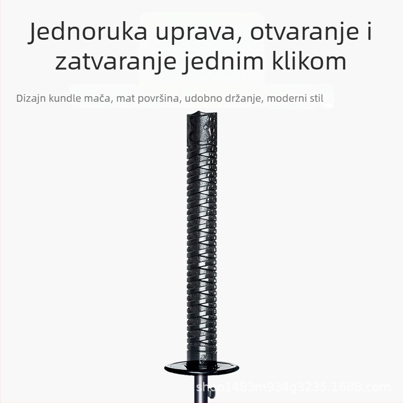 Reklamni kišobran, neutralan stil, duga drška; automatsko otvaranje; okvir od vlakana s 8 rebara; srednja šipka od željeza