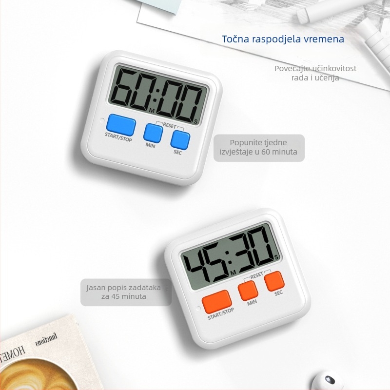 Dječji timer za samodisciplinu s elektroničkim podsjetnikom – Odbrojavanje za učenje, ABS četverokutni kućište, LCD zaslon, napajanje baterijom, pogodan za dnevni boravak, spavaću sobu, učenje i kuhinju