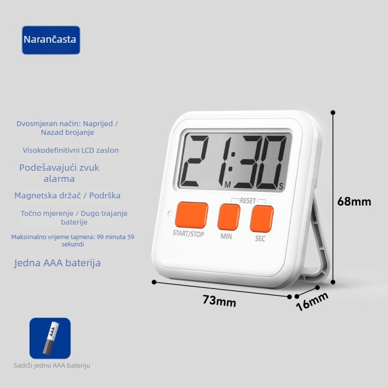 Dječji timer za samodisciplinu s elektroničkim podsjetnikom – Odbrojavanje za učenje, ABS četverokutni kućište, LCD zaslon, napajanje baterijom, pogodan za dnevni boravak, spavaću sobu, učenje i kuhinju