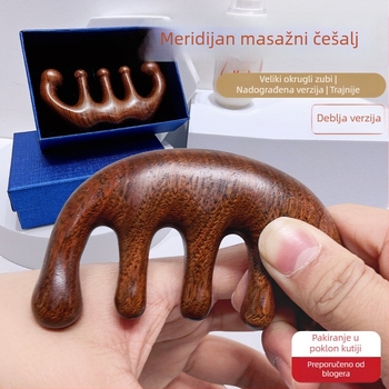 Drveni češalj za masažu skalpa s okruglom glavom i širokim zubima, japanski stil