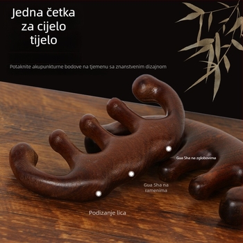 Drveni češalj za masažu skalpa s okruglom glavom i širokim zubima, japanski stil