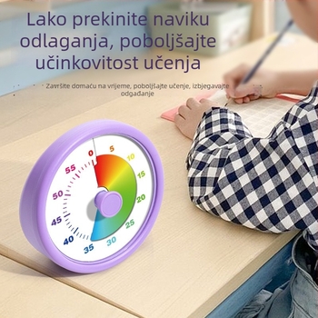 Kružni vizualni mjerač vremena s elektroničkim pogonom, baterijsko napajanje, plastično kućište, pokazivač + brojčani prikaz; pogodan za dnevni boravak, spavaću sobu i studij kao kuhinjski mjerač vremena.