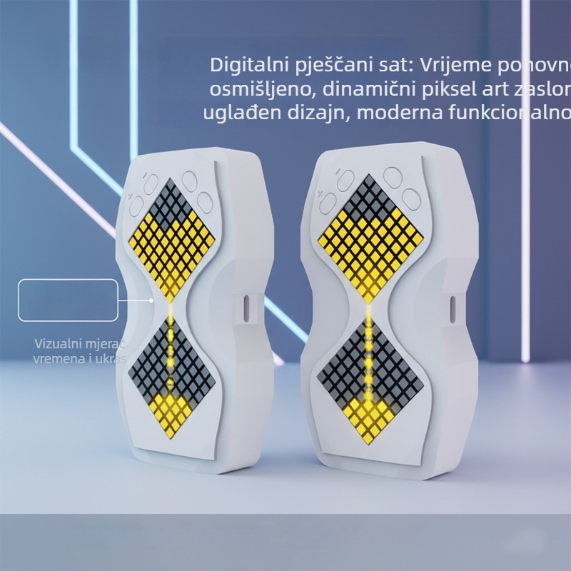 Kibernetski elektronički klepsidni timer s vizualnim prikazom, 0-60 minuta, senzor gravitacije, podesivo osvjetljenje, magnetska veza