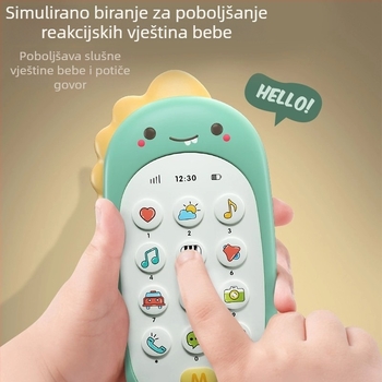 Dječja edukativna telefonska igračka – višefunkcionalni edukativni telefon sa glazbom i glasom, plastična, baterijsko napajanje, za djecu 0-3 godine