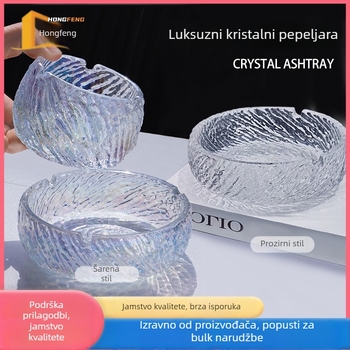Pepeljara od kristalnog stakla s uzorkom vrtloga, dekor dnevnog boravka; ispis logotipa moguć; prilagodba dostupna; poklon za useljenje (Materijal: staklo; Ispis logotipa: Da; Prilagodba: Da)